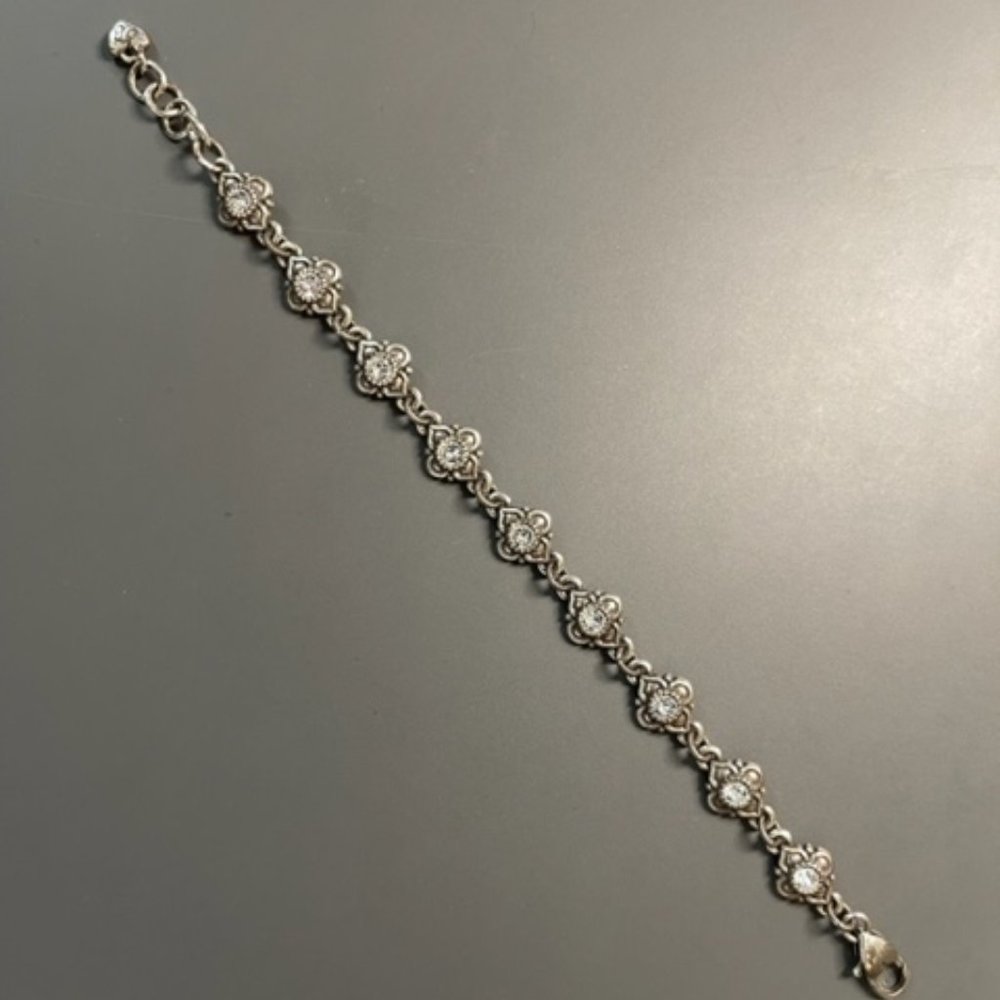 BRIGHTON Alcazar Crystal Flower Silver Tone Bracelet